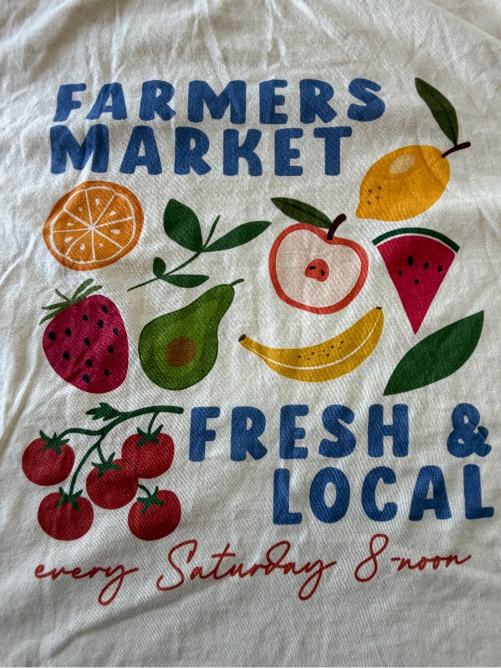 "Farmers Market" Cream Graphic Tee XL NWOT - Picture 2 of 4